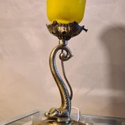 Lamp Dauphin bronze 1920 with tulip signed (Noverdy France) 32x11