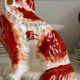 Staffordshire porcelain King Charles Cavalier dog in red, number 1, 19th century.