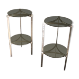 Pair of 70s chrome metal side table