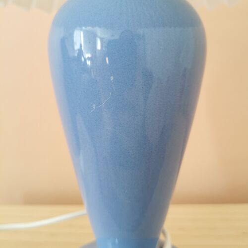 Lampe upcyclée bleue abat-jour plissé