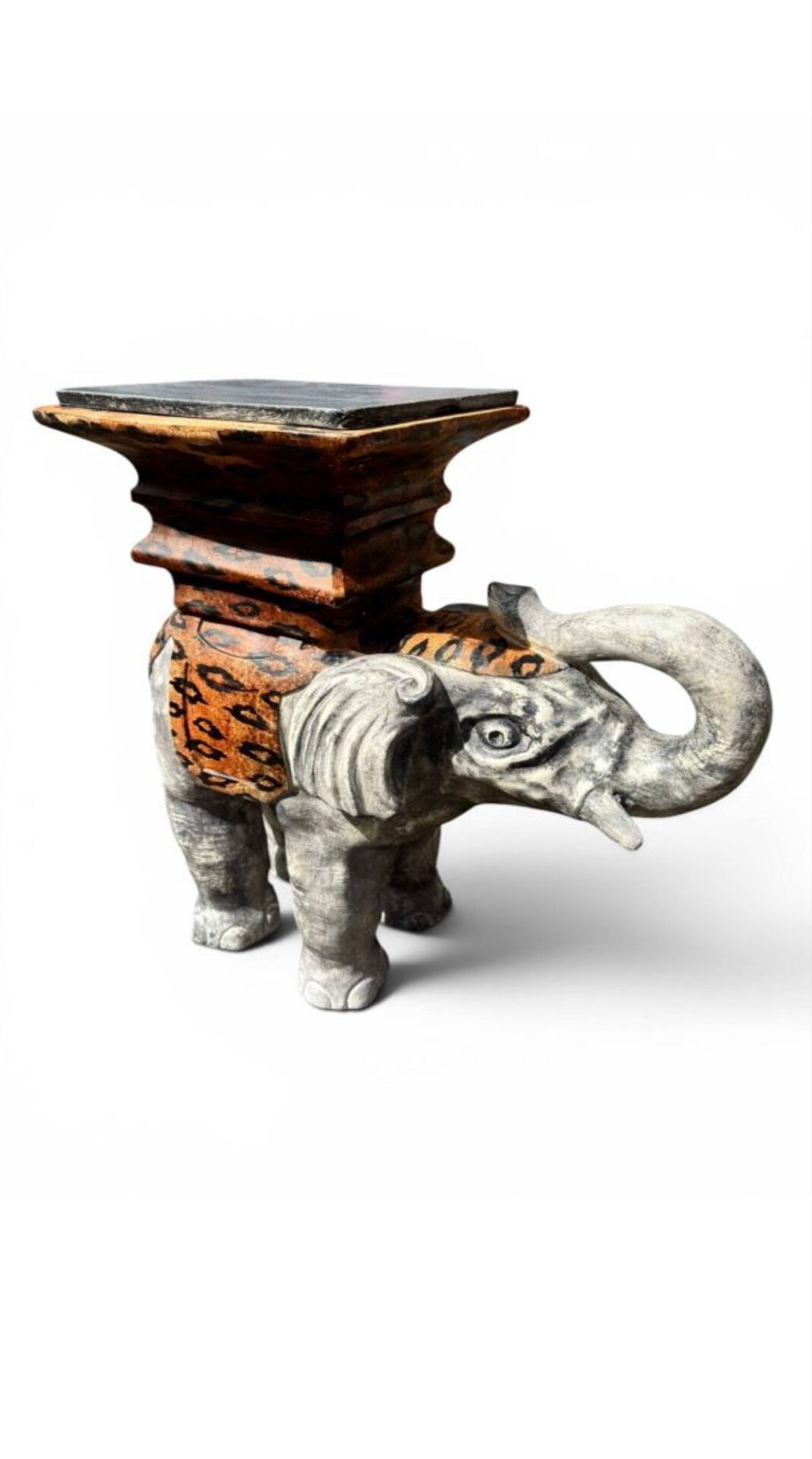 Elephant side table – leopard pattern – Jansen style 1970