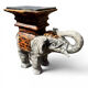 Elephant side table – leopard pattern – Jansen style 1970