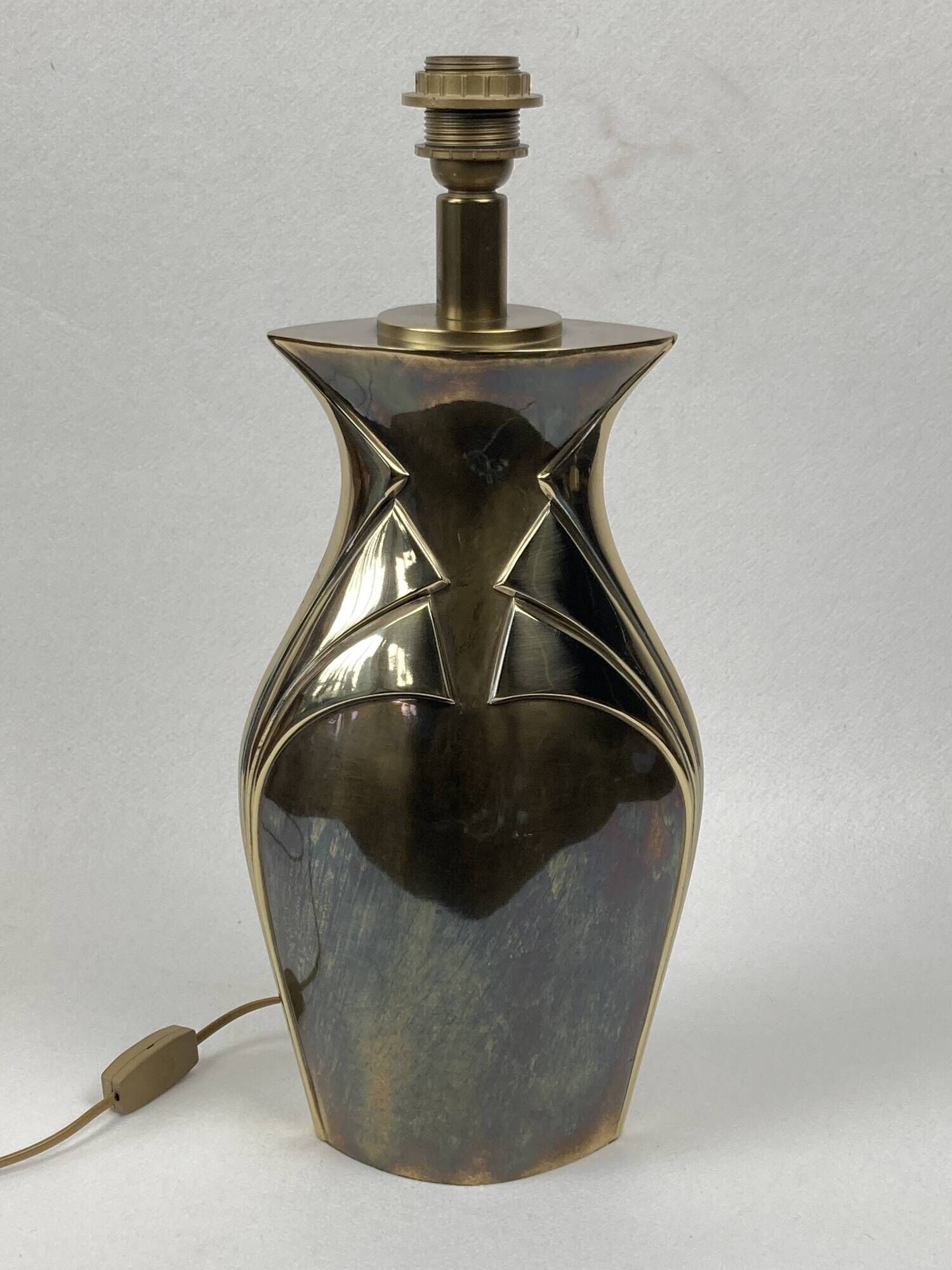 Hollywood Regency art nouveau revival brass table lamp, Dutch 1970s