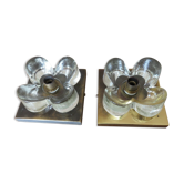 Pair of "flower" sconces J.T. Kalmar for mazzega in brass and glass 1970