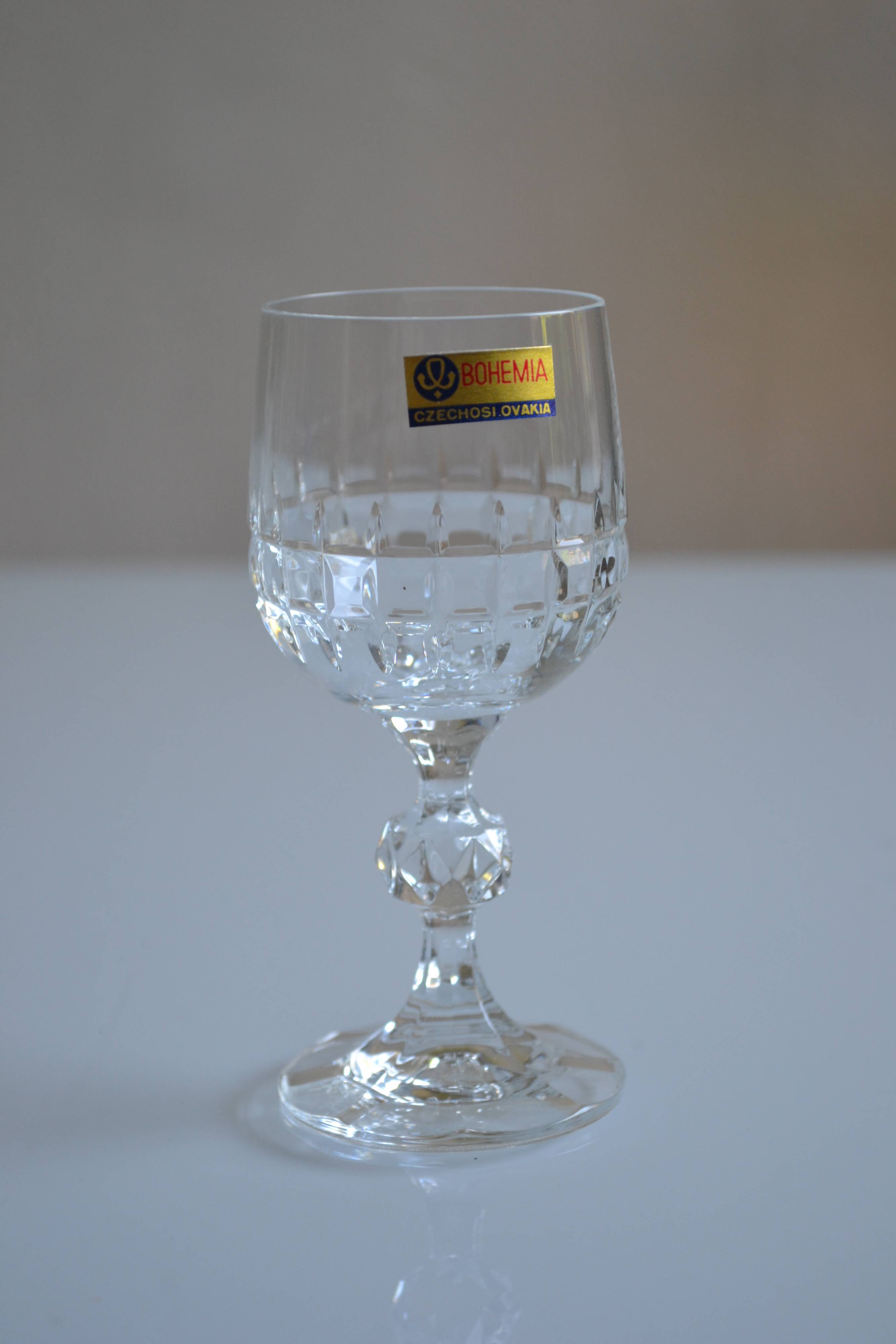6 port glasses in Bohemian crystal Czechoslovakia
