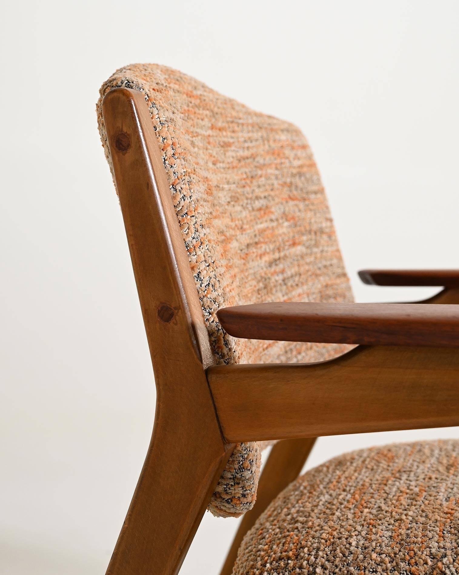 Fauteuil en hêtre scandinave et teck, années 1960