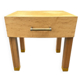 Bedside table, end table, blond wood, 80s