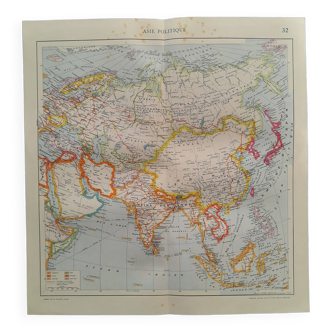 a geographical map from Atlas Quillet year 1925: political Asia map