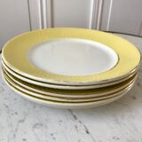 Lot de 6 assiettes plates moulin des loups texturées jaune canari années 50