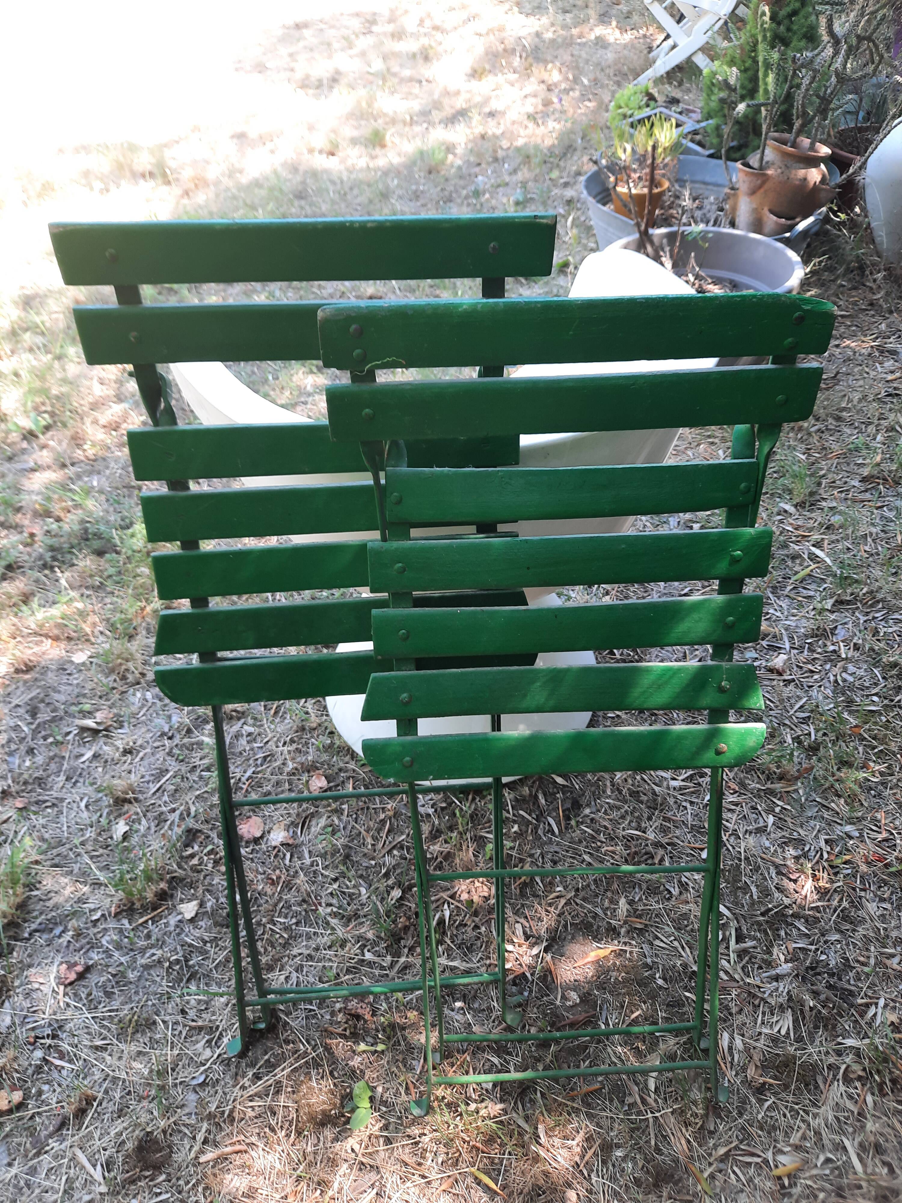 Pair of folding garden chairs