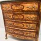 Commode 4 tiroirs marqueterie plateau marbre vert