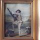 Old golden frame "lute player" on silk