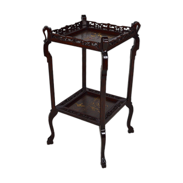 Japanese pedestal table in carved wood and lacquered panels, France, circa 1880