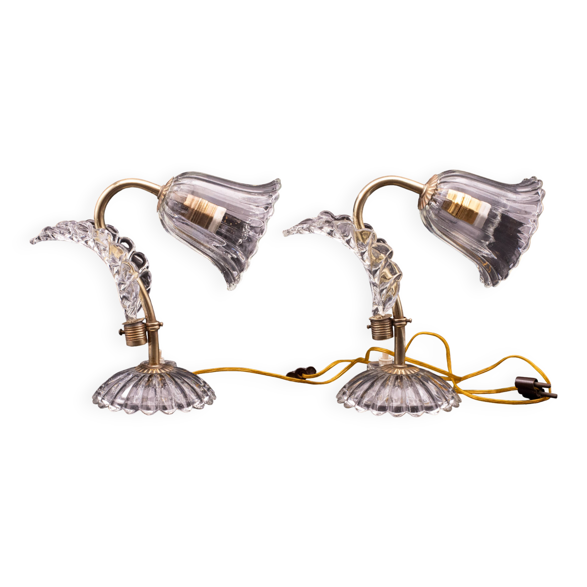 Set of 2 Art Decò Murano Glass Barovier e Toso style Table Lamp, 1940