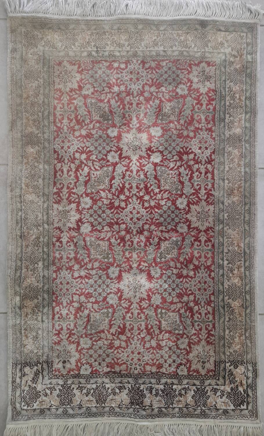 Sublime Oriental Silk Carpet - Hand-Knotted - Persian Design - 124 x 78 cm