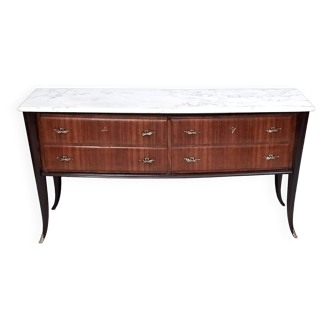 Vintage black walnut dresser produced by dassi with carrara marble top, italy