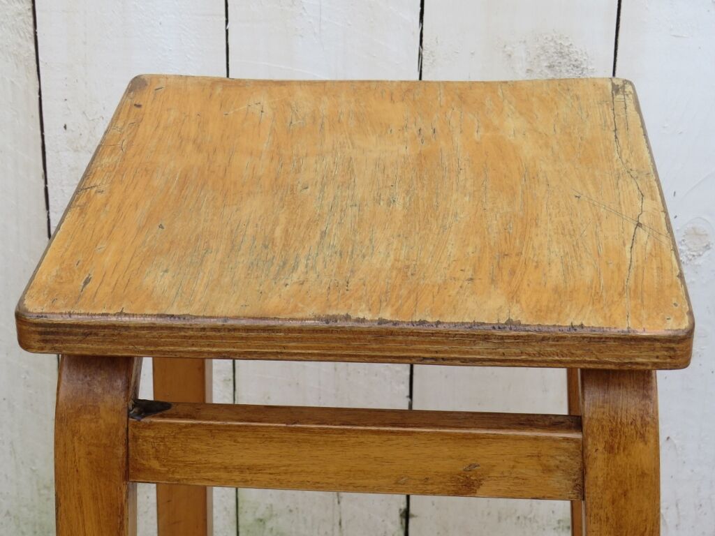 Six English School Lab Bar Stools