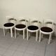 Lacquered wooden chairs with fabric, 1970s, set of 4