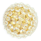 Mid Century Crystal Glass & Gilt Brass Wall Lamp from Palwa, Germany, 1970s