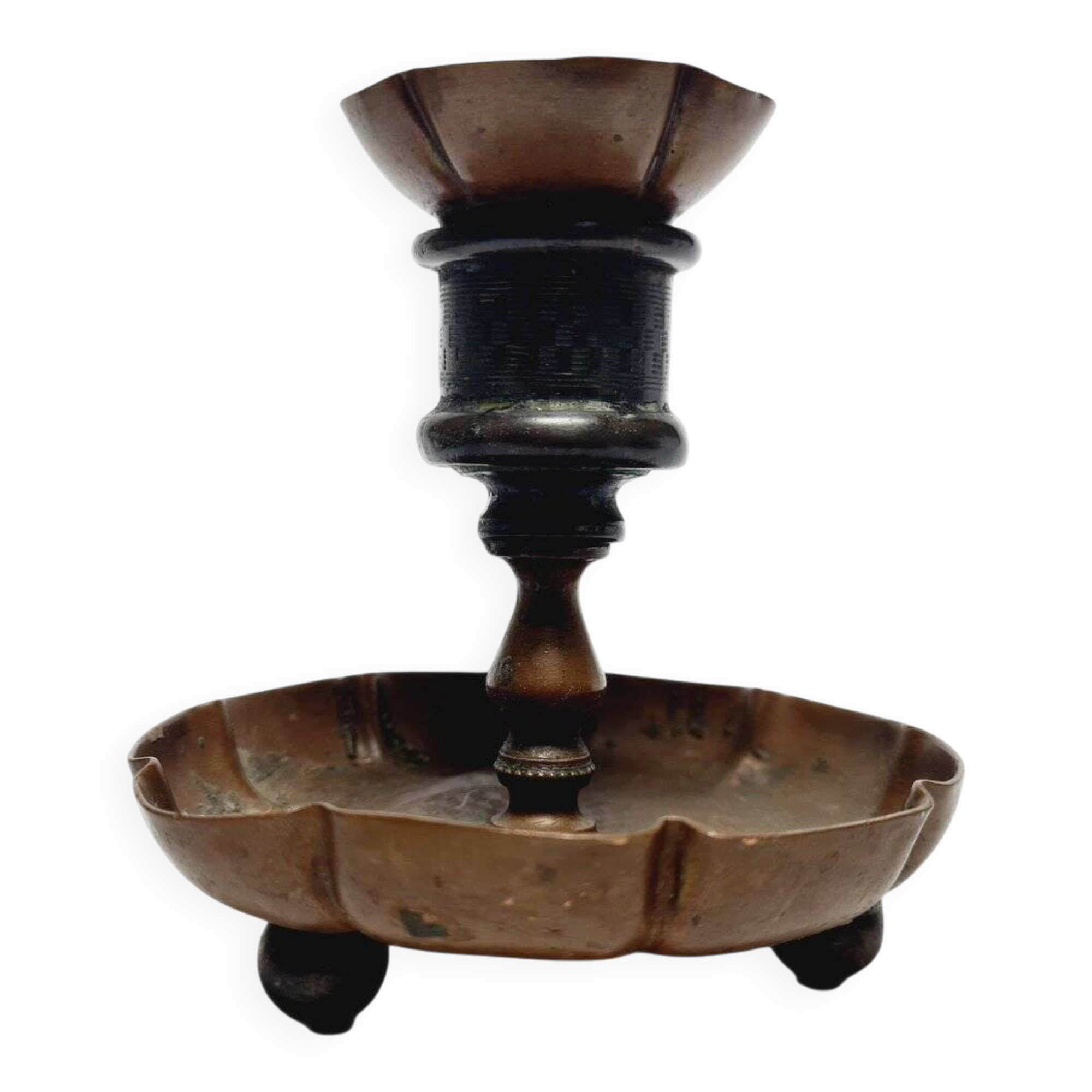 Guilloched candleholder, United Kingdom, early 1900s