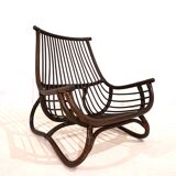 Manou rattan lounge chair in pagoda style with ottoman