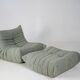 Togo set of armchair and pouf in melange tweed