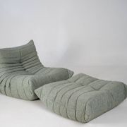 Togo set of armchair and pouf in melange tweed