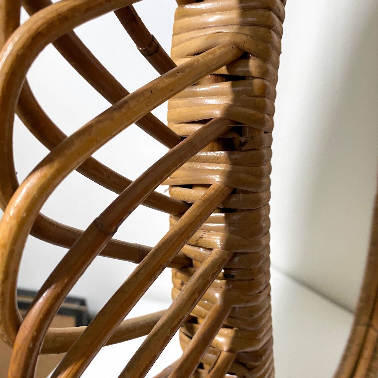 Oval rattan mirror style Franco Albini - 1960's