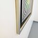Typical silkscreen painting in kinetic checkerboard on aluminum, Italian abstract design in Vasarely style