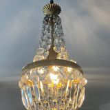 Hot air balloon chandelier with crystal and brass tassels