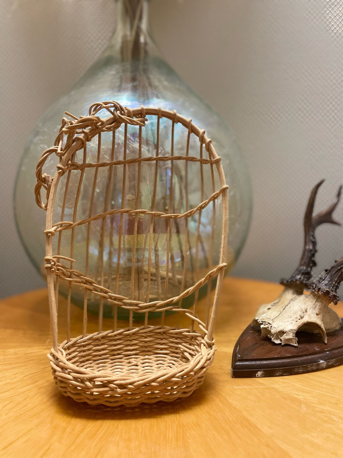 Vintage rattan birdcage