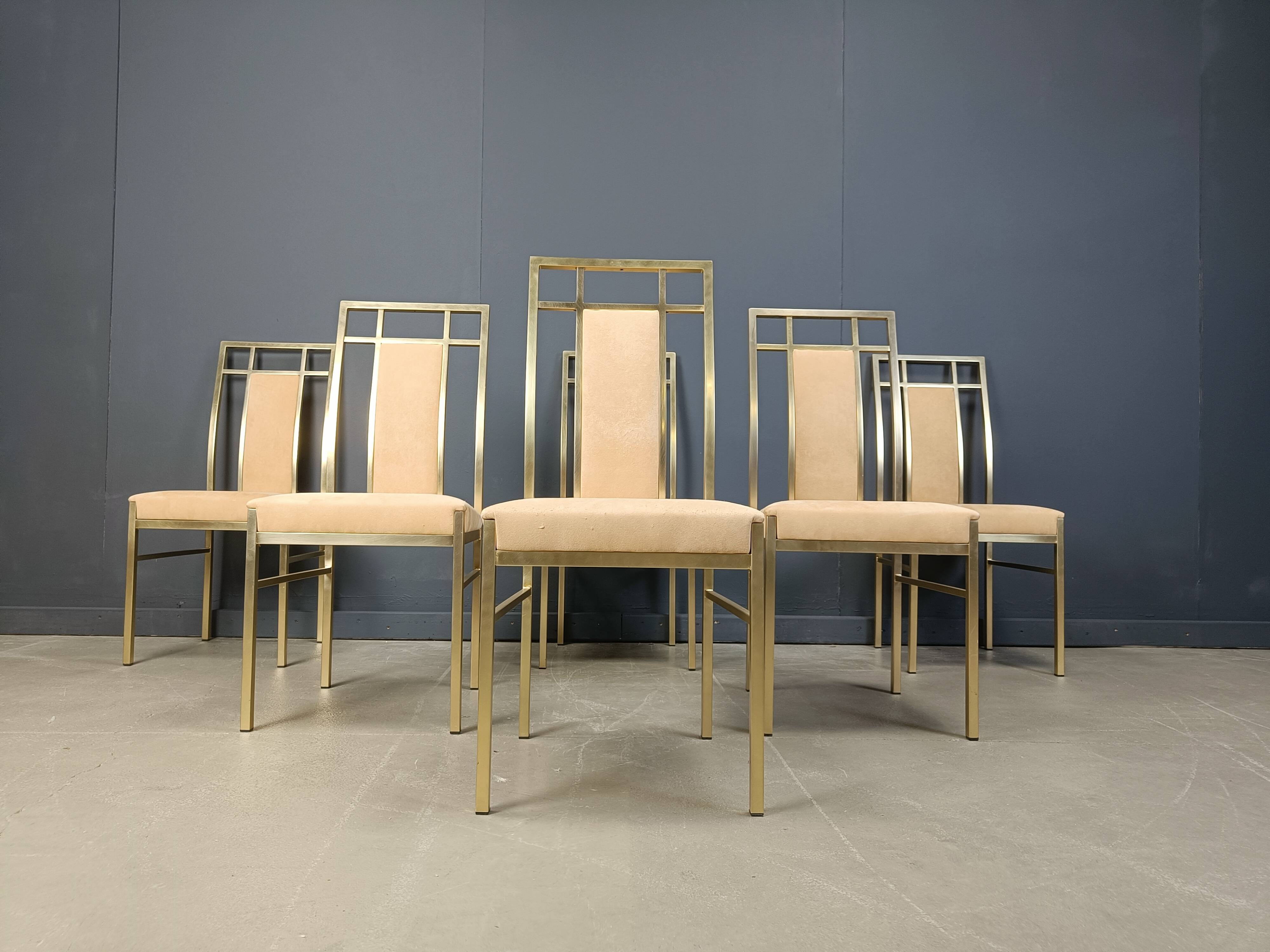 Vintage brass dining chairs by Belgochrom, 1970s