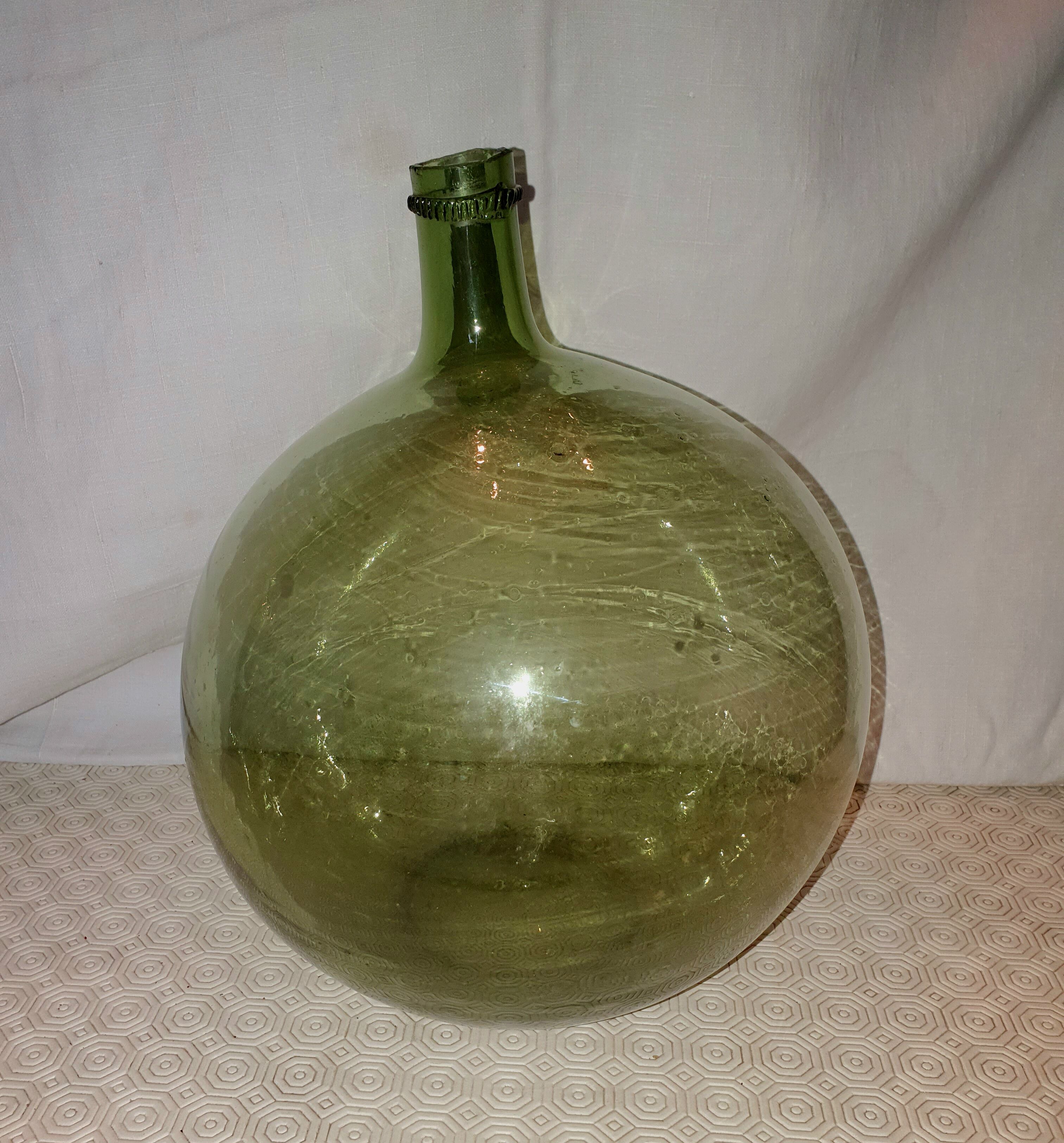 Demijohn glass green breath