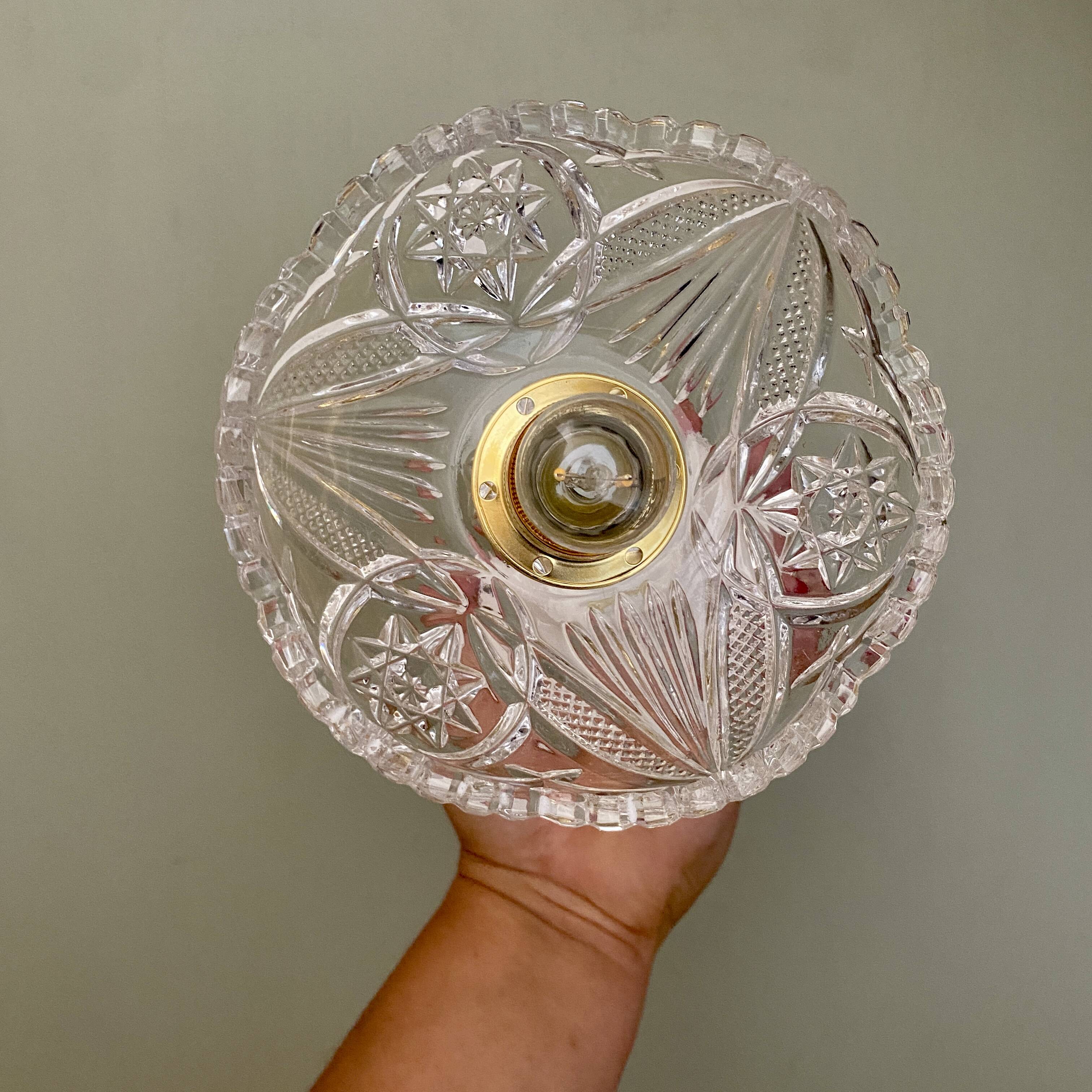 Applique abat-jour jour vintage en verre ciselé - collection vaisselle -