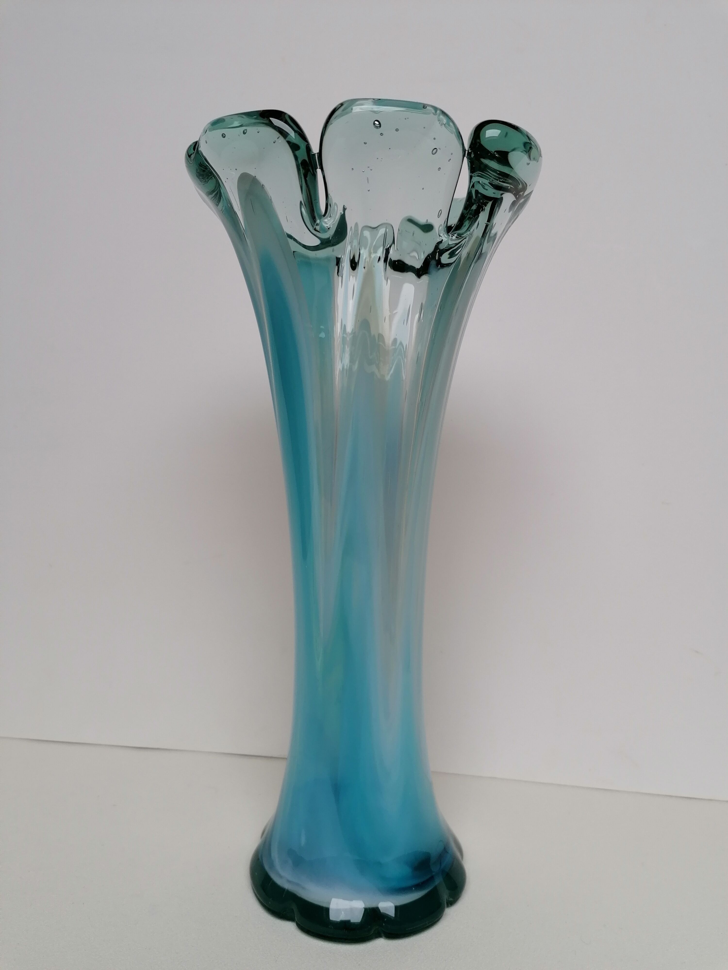 Murano blue glass paste vase