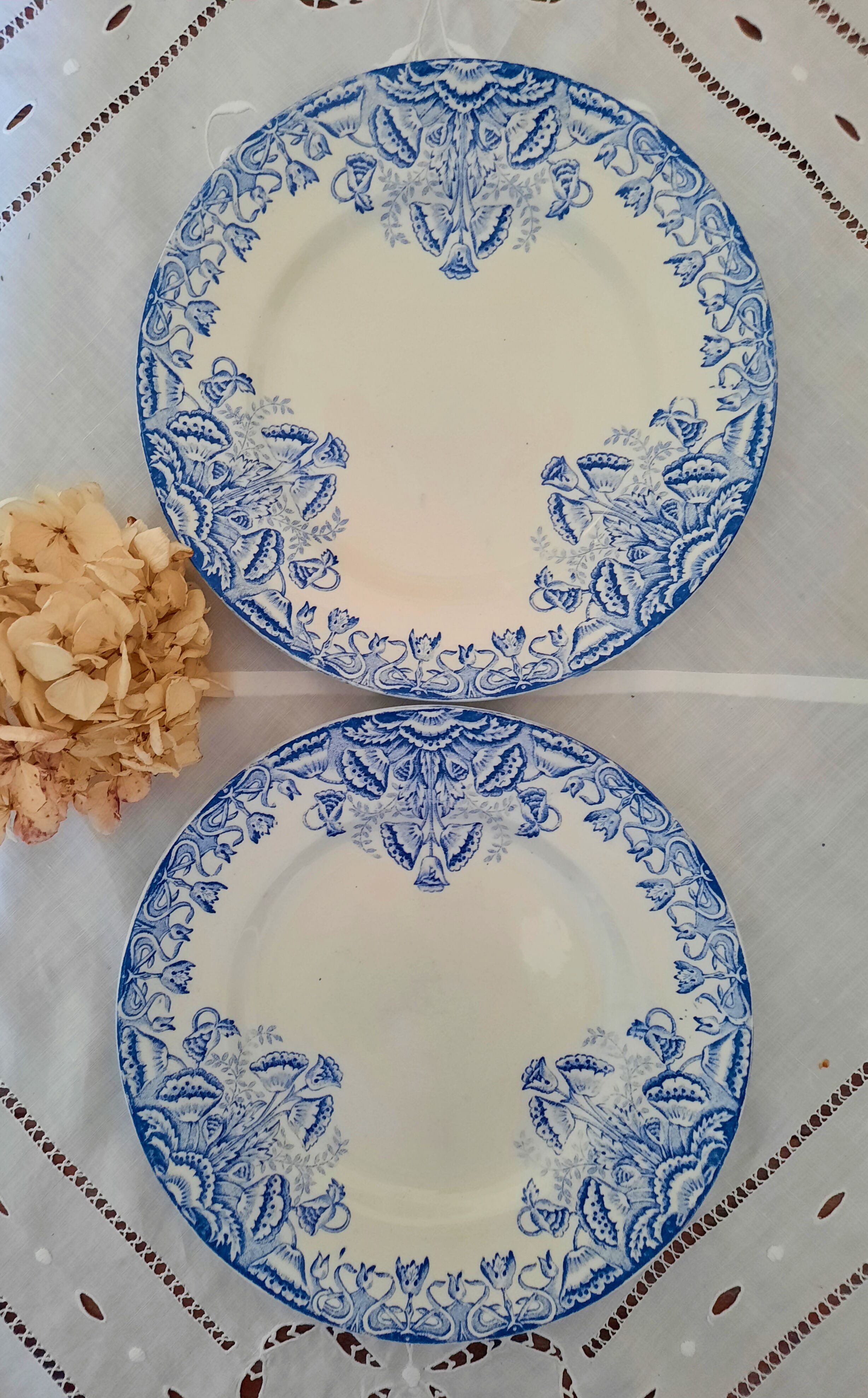 6 old flat plates mismatched iron earth