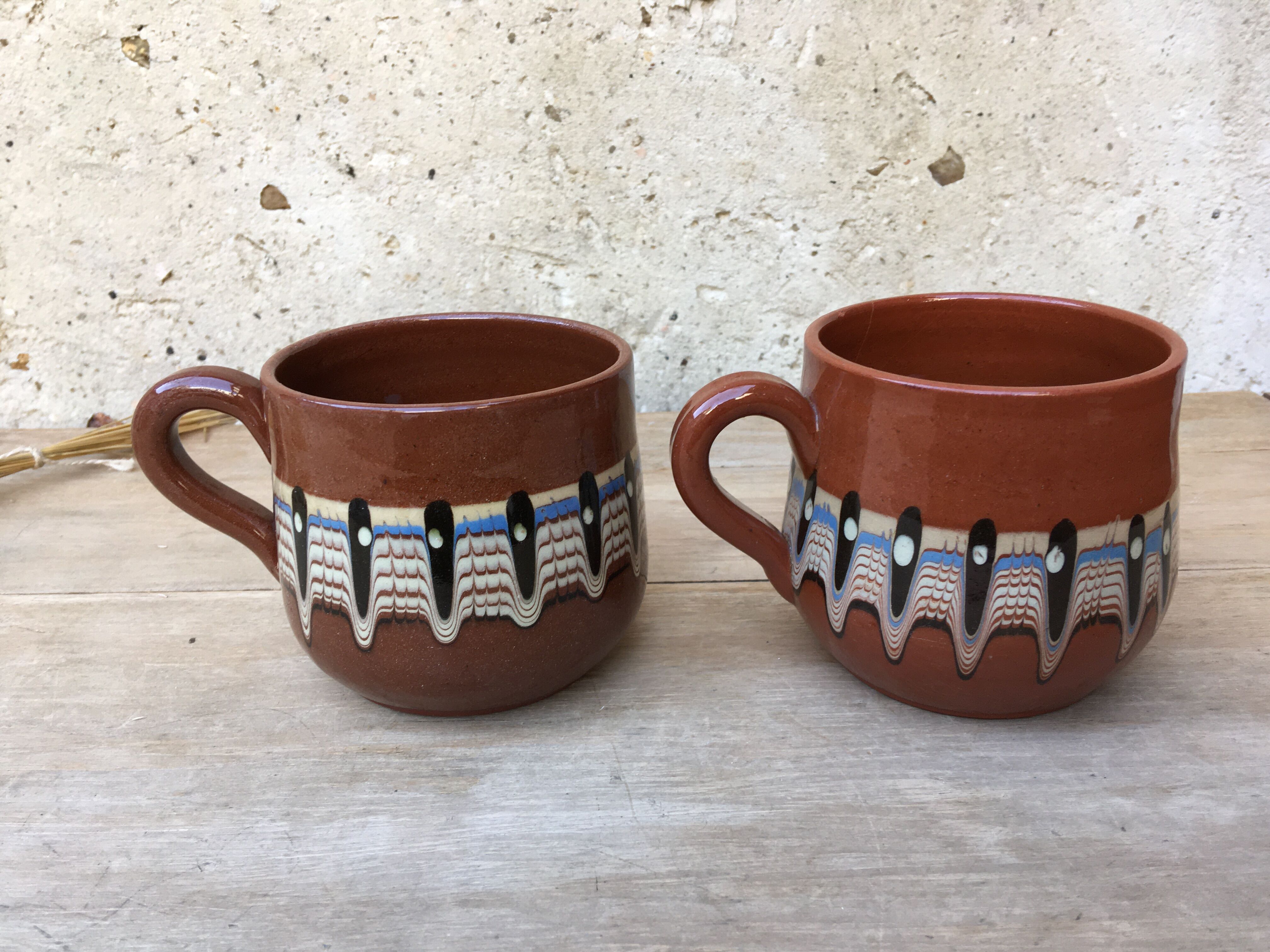 Paire de mugs en céramique marbrée