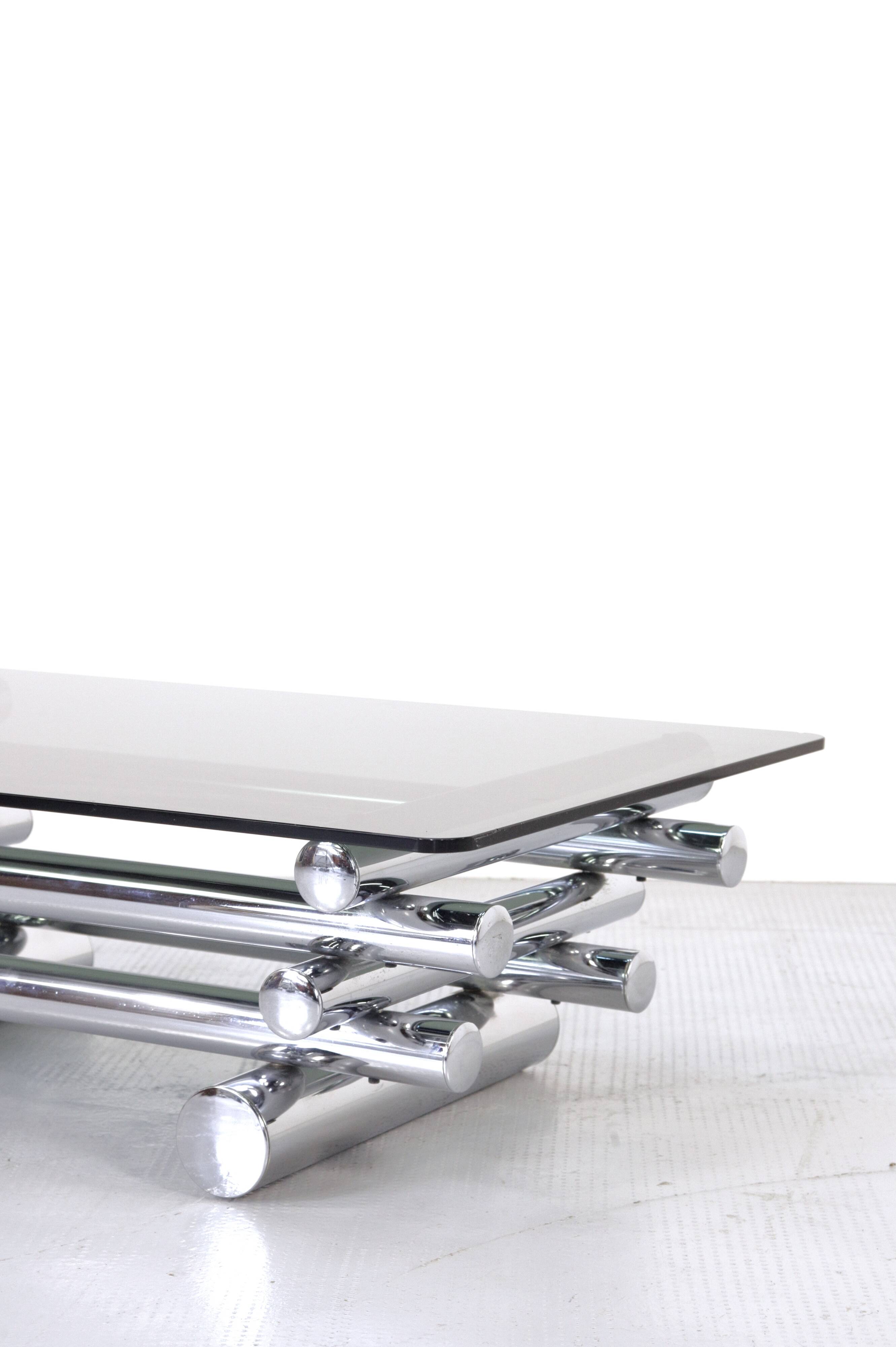 Midcentury 1970s Italian Stacked Chrome Coffee Table