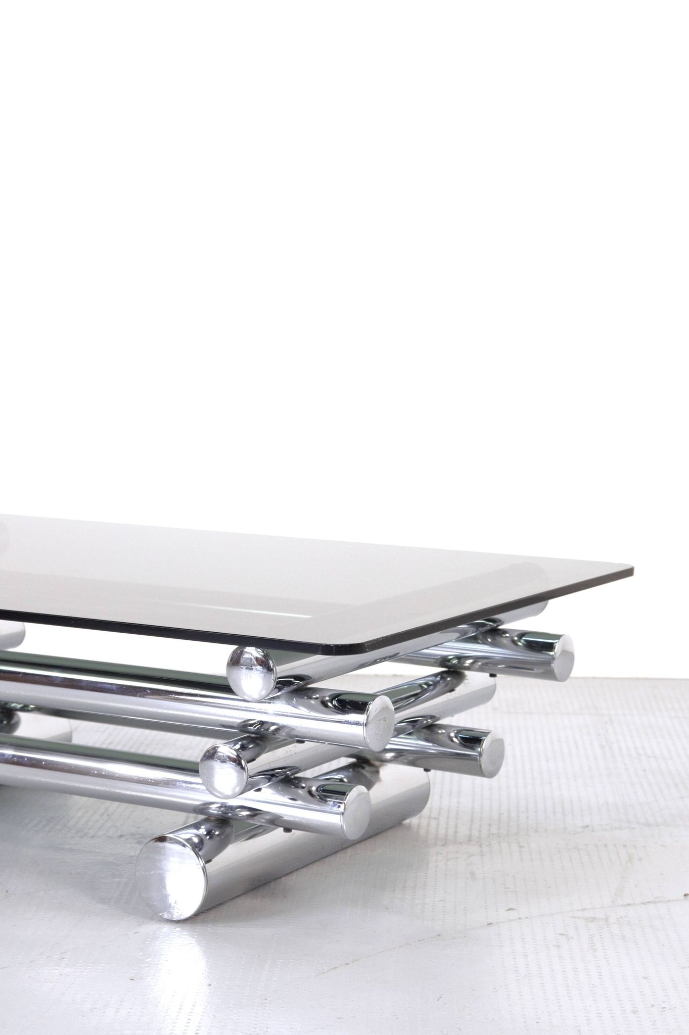 Midcentury 1970s Italian Stacked Chrome Coffee Table
