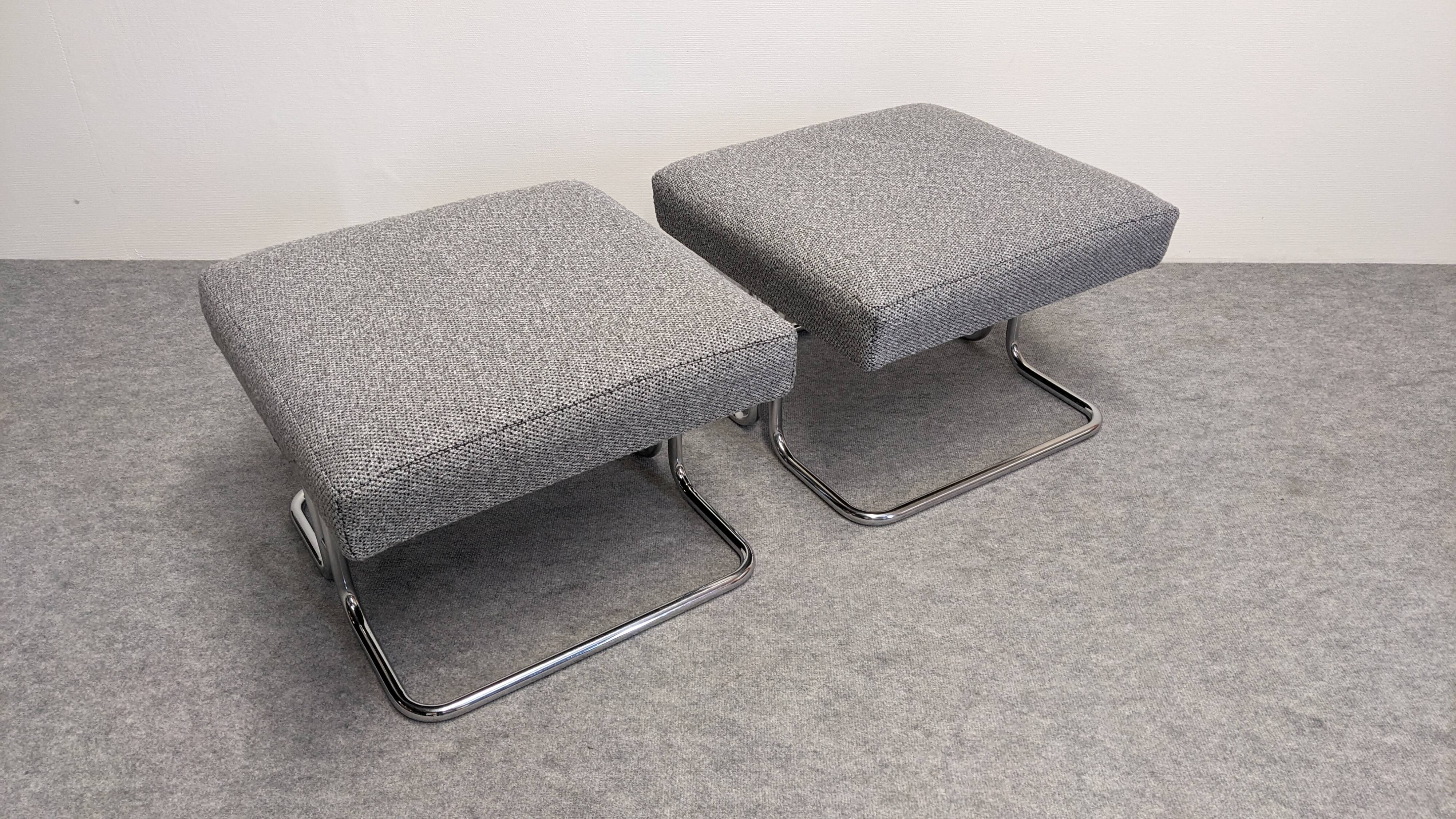 Pair of tubular Space Age stools from the 60s/70s