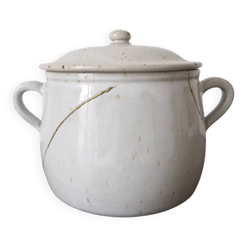 Pot couvert en grès émaillé moucheté, Grès du Marais
