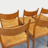 Set of 6 vintage teak Danish rope chairs Gessef Consorzio Sedie Friuli