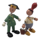 Set of 2 vintage GOULA wooden toy figurines with spring.