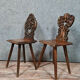 Set of chairs called Sgabello Renaissance style in solid walnut around 1850
