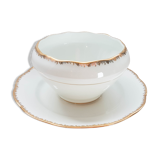 White and gold porcelain sauceboat Genuine SEP porcelain France selection