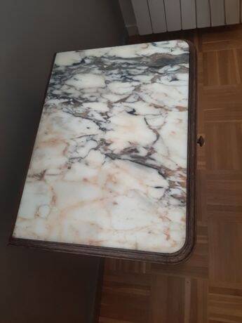Wood and marble bedside table