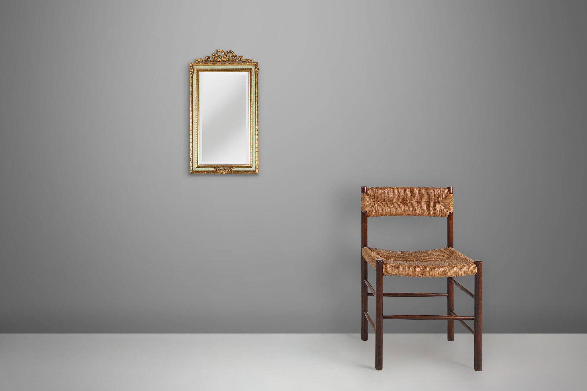 Baroque Rococo style gold leaf decorated Mirror, France 1950s