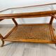 Vintage rattan & glass coffee table – 86 cm – authentic charm
