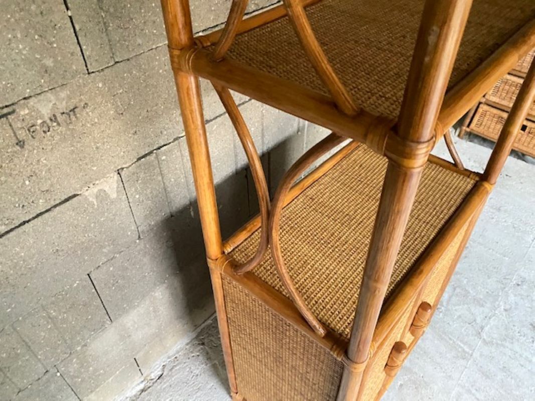 Vintage rattan bookcase 70s