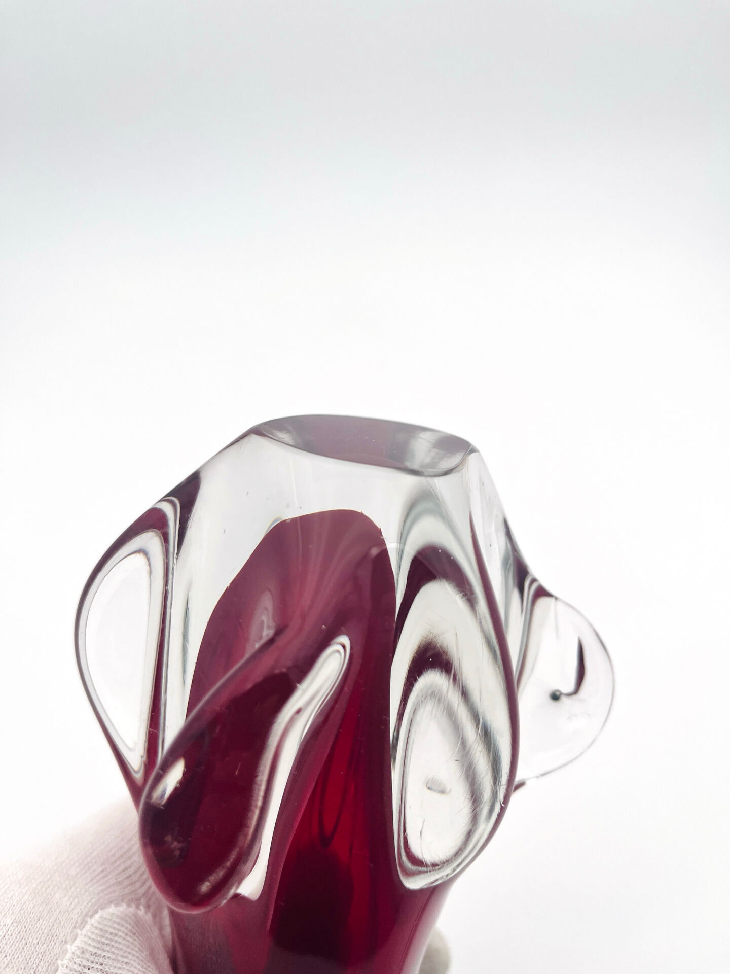 Vase Fratelli Toso Chambord Sommerso Rubis 25cm 954g Murano